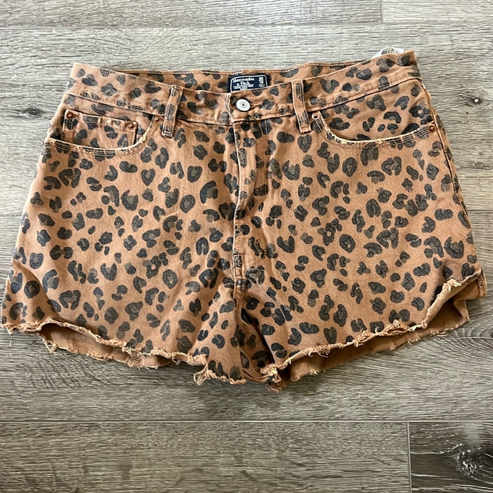Abercrombie & Fitch Leopard Print Denim Shorts